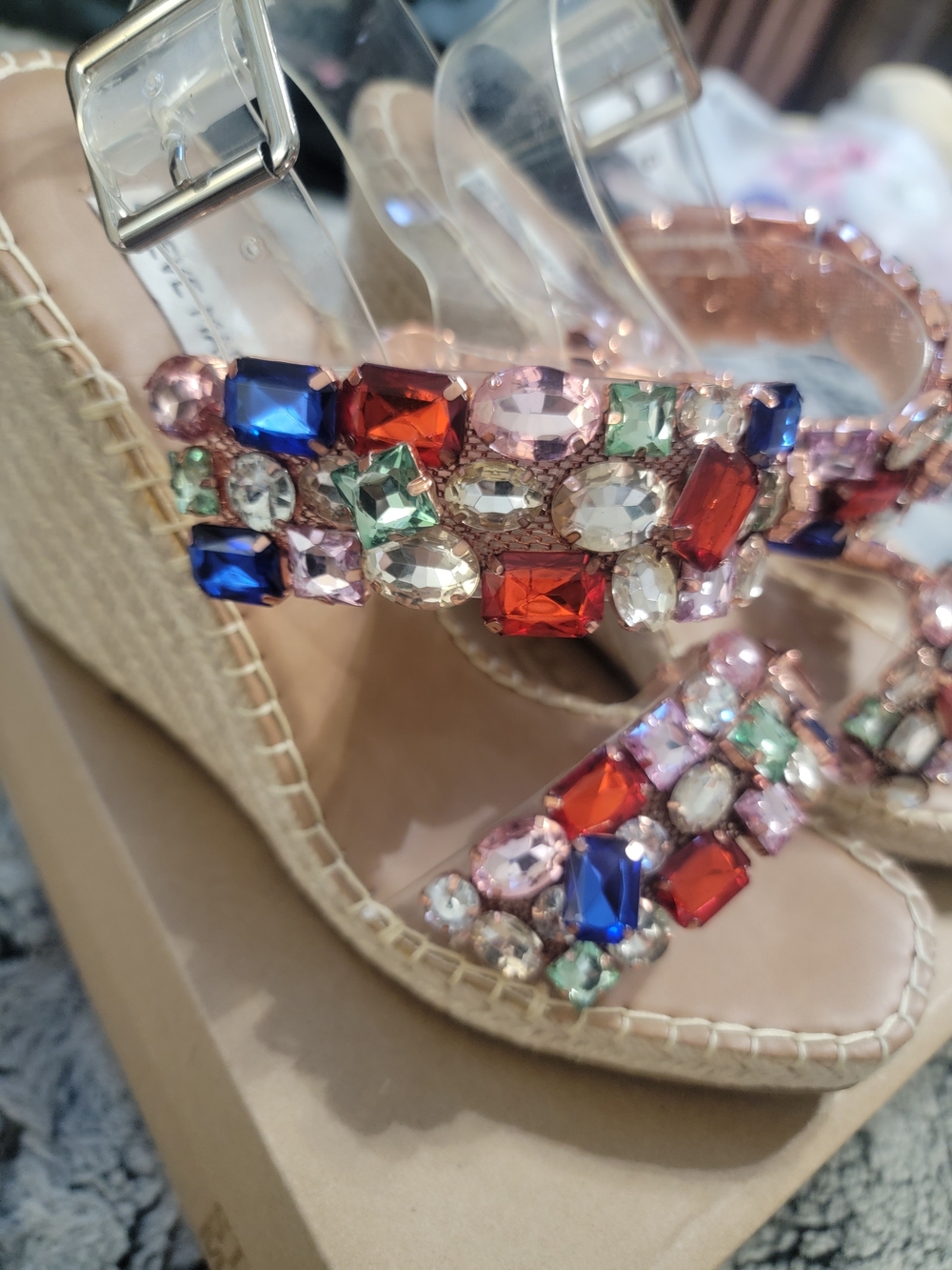 Steve Madden Women's Multicolor Jeweled Sandals Sz 9 - Picture 3 of 6